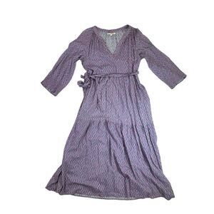 Xirena Olsen Midi Dress Womens Large Purple Long Sleeve‎ V-Neck Boho